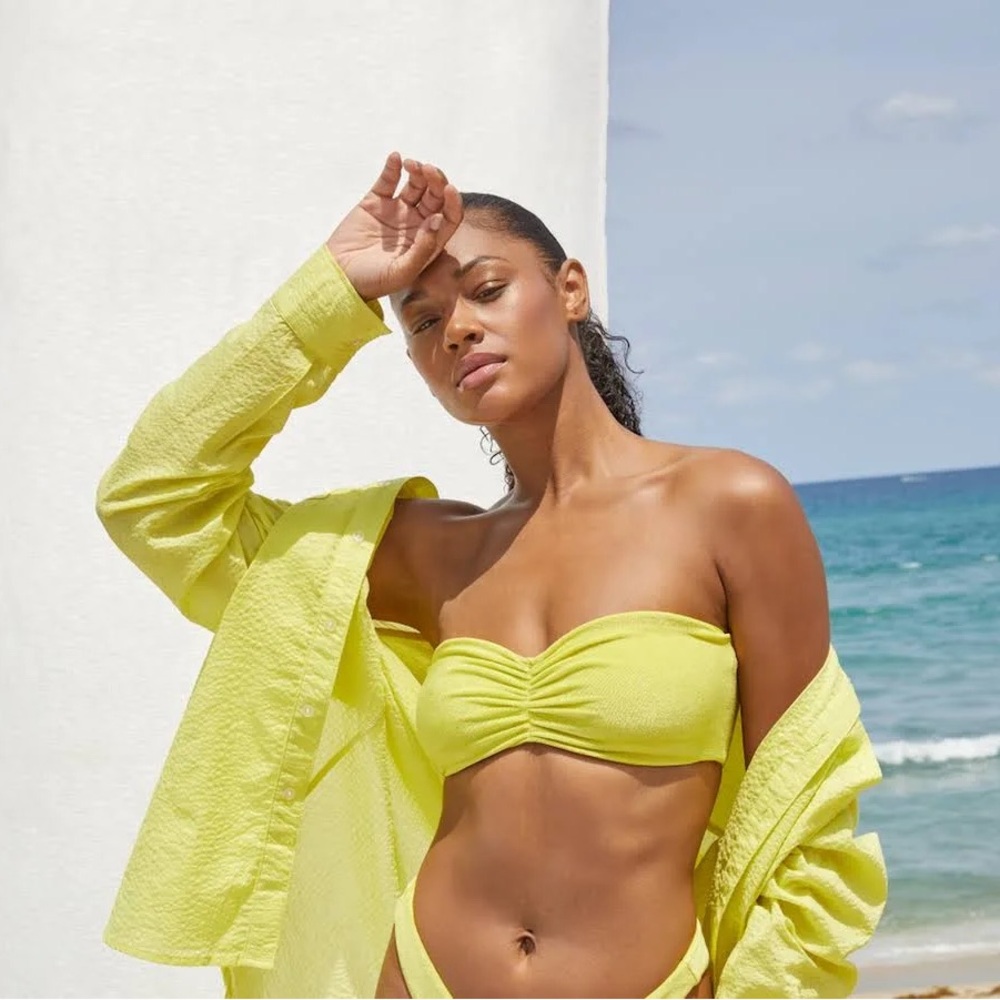 Jade Swim Ava Strapless Bandeau Bikini Top in Sorbet (S)